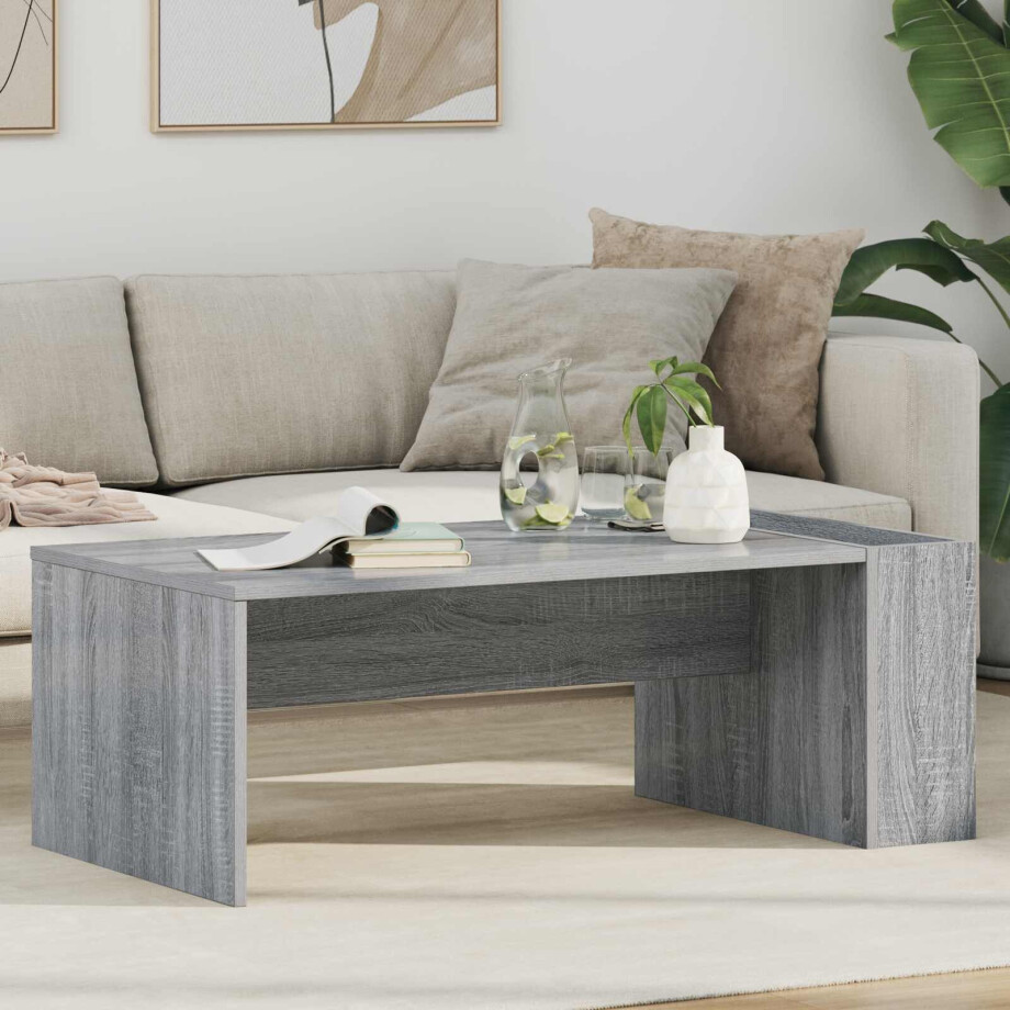 vidaXL Salontafel Grijs Sonoma 95 x 50 x 34 cm Bewerkt hout afbeelding 1