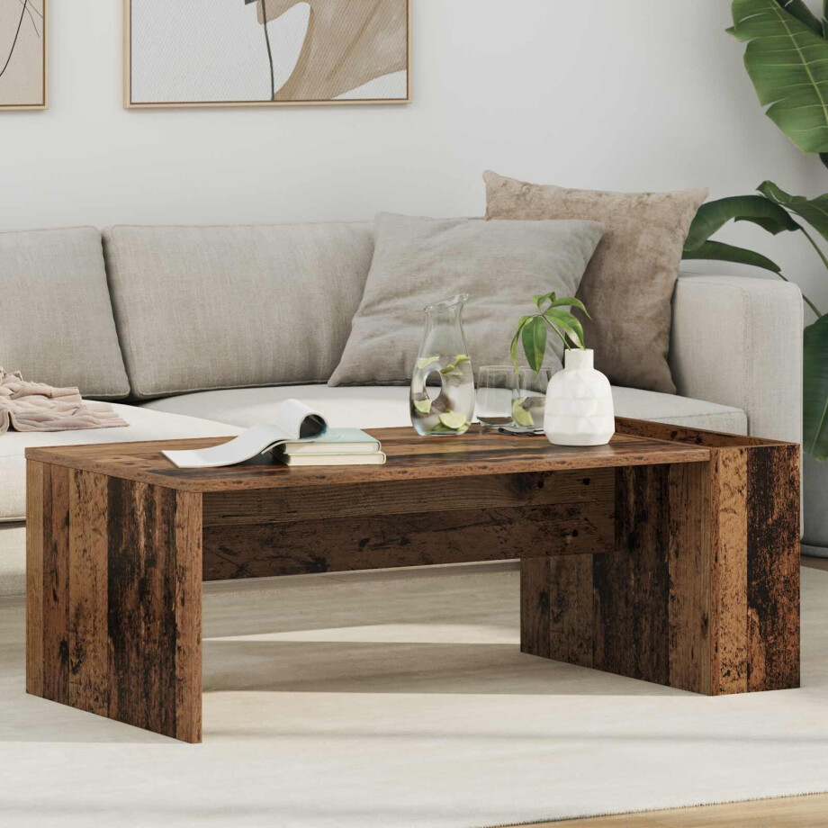 vidaXL Salontafel Oudhout 95 x 50 x 34 cm Bewerkt hout afbeelding 1