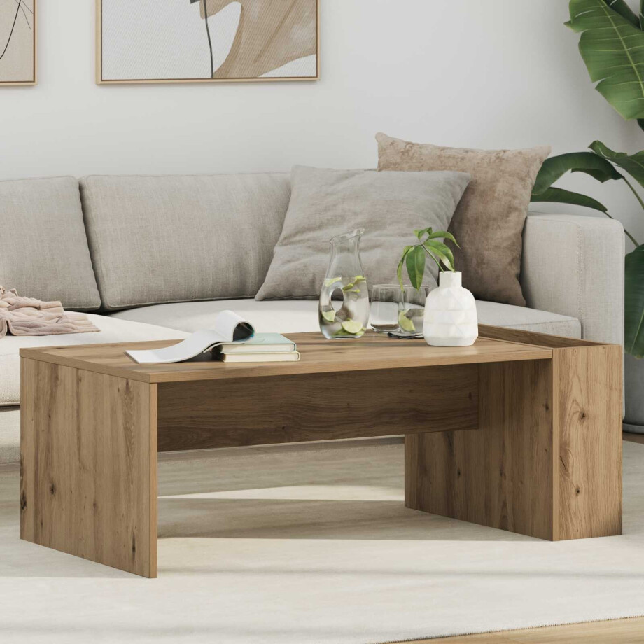 vidaXL Salontafel Artisan Eiken 95 x 50 x 34 cm Bewerkt hout afbeelding 1