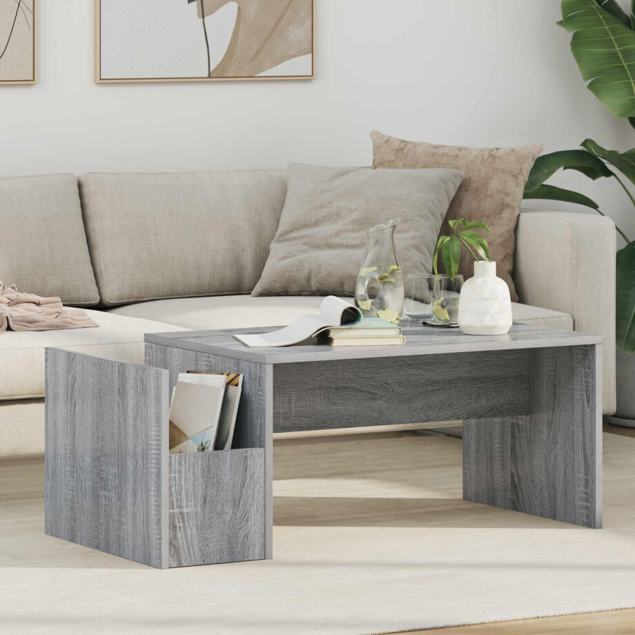 vidaXL Salontafel Grijs Sonoma 90 x 45 x 35 cm Bewerkt hout afbeelding 1