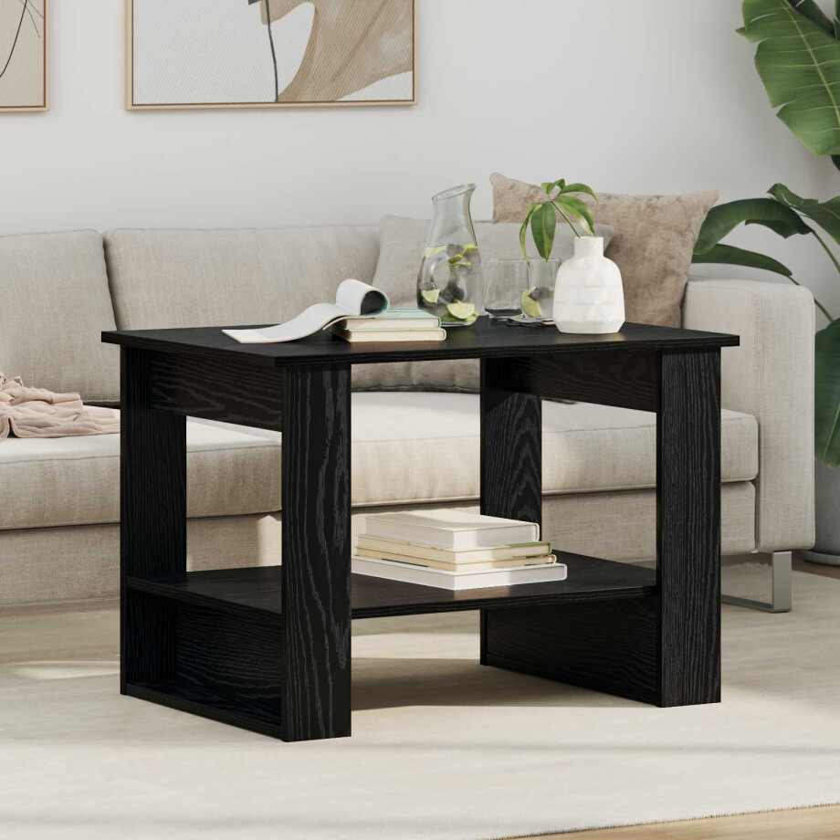 vidaXL Salontafel Zwart Eiken 72 x 50 x 50 cm Bewerkt hout afbeelding 1