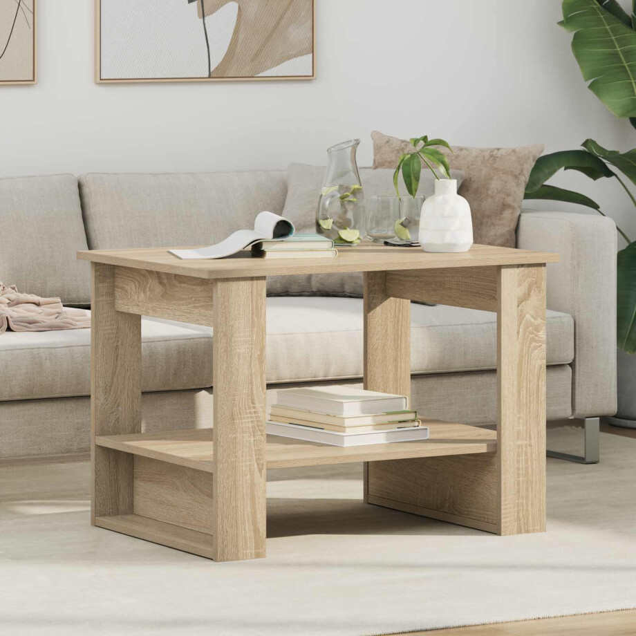 vidaXL Salontafel Sonoma Eiken 72 x 50 x 50 cm Bewerkt hout afbeelding 1