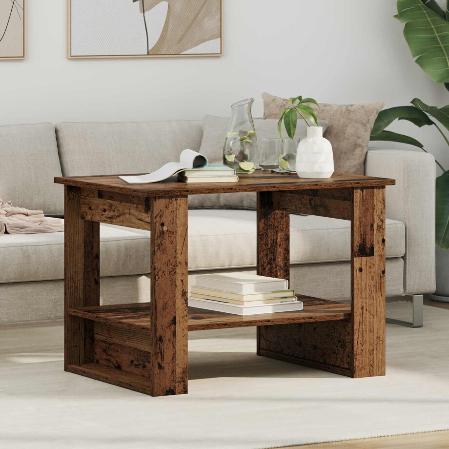vidaXL Salontafel Oudhout 72 x 50 x 50 cm Bewerkt hout afbeelding 1