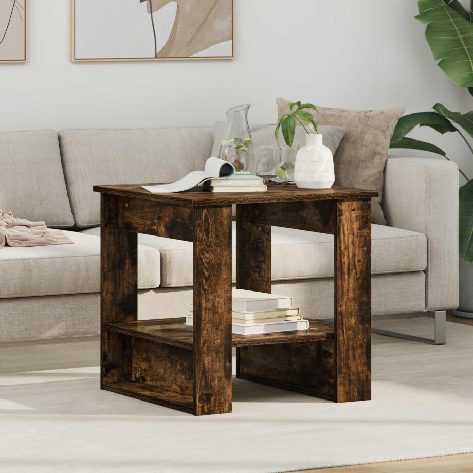 vidaXL Salontafel Gerookt eiken 51 x 50 x 50 cm Bewerkt hout afbeelding 1