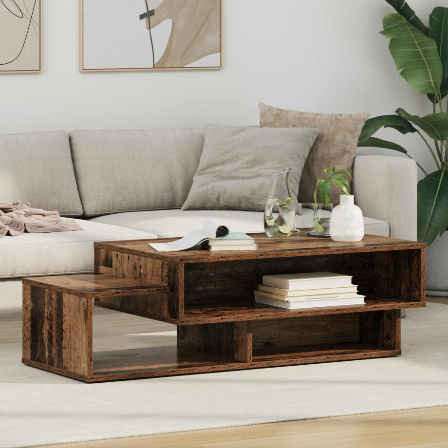 vidaXL Salontafel Oudhout 105 x 50 x 32,5 cm Bewerkt hout afbeelding 1