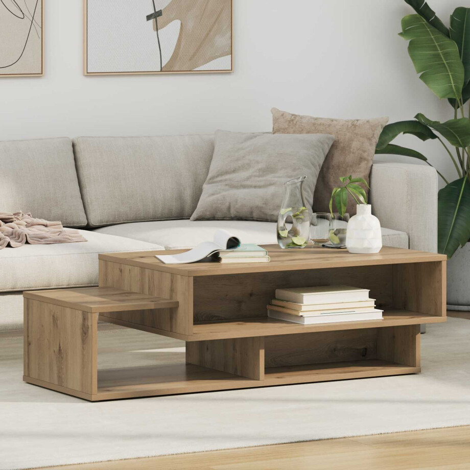 vidaXL Salontafel Artisan Eiken 105 x 50 x 32,5 cm Bewerkt hout afbeelding 1