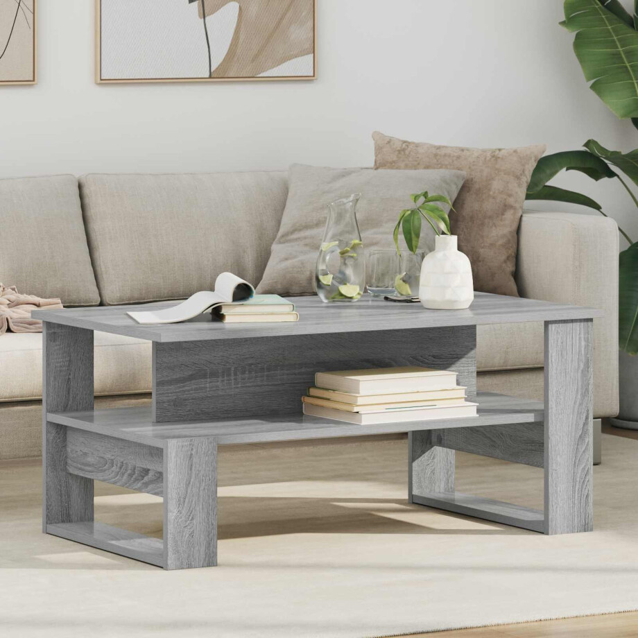 vidaXL Salontafel Grijs Sonoma 90 x 50 x 40 cm Bewerkt hout afbeelding 1
