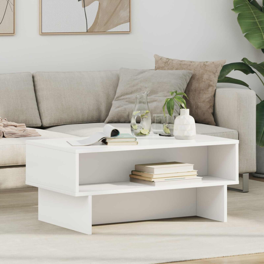 vidaXL Salontafel Wit 80 x 46 x 35 cm Bewerkt hout afbeelding 1