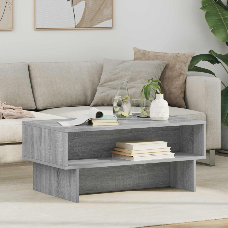 vidaXL Salontafel Grijs Sonoma 80 x 46 x 35 cm Bewerkt hout afbeelding 1