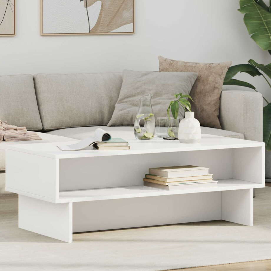 vidaXL Salontafel Wit 100 x 46 x 35 cm Bewerkt hout afbeelding 1