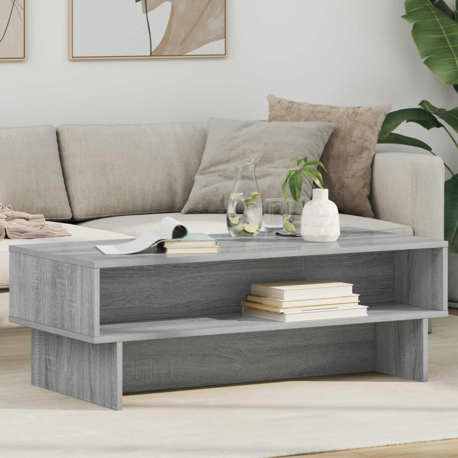 vidaXL Salontafel Grijs Sonoma 100 x 46 x 35 cm Bewerkt hout afbeelding 1