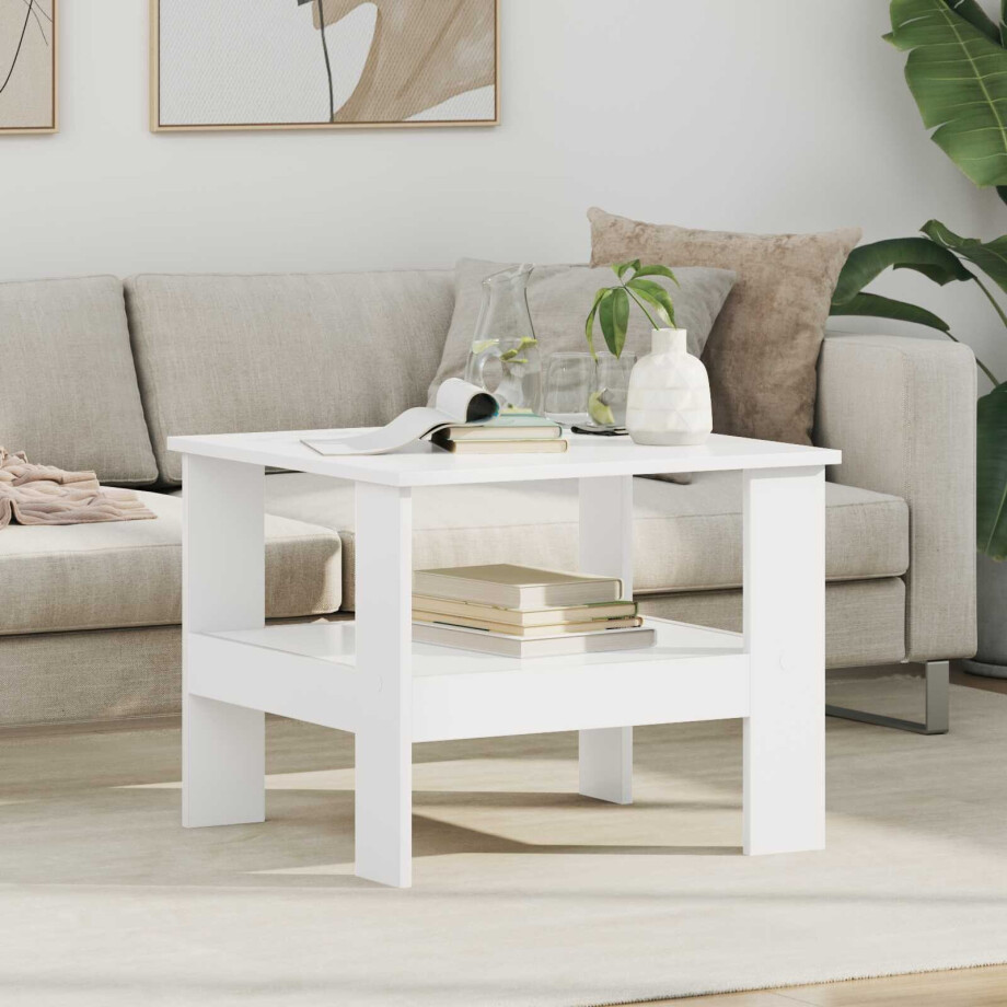 vidaXL Salontafel Wit 57 x 55 x 45 cm Bewerkt hout afbeelding 1