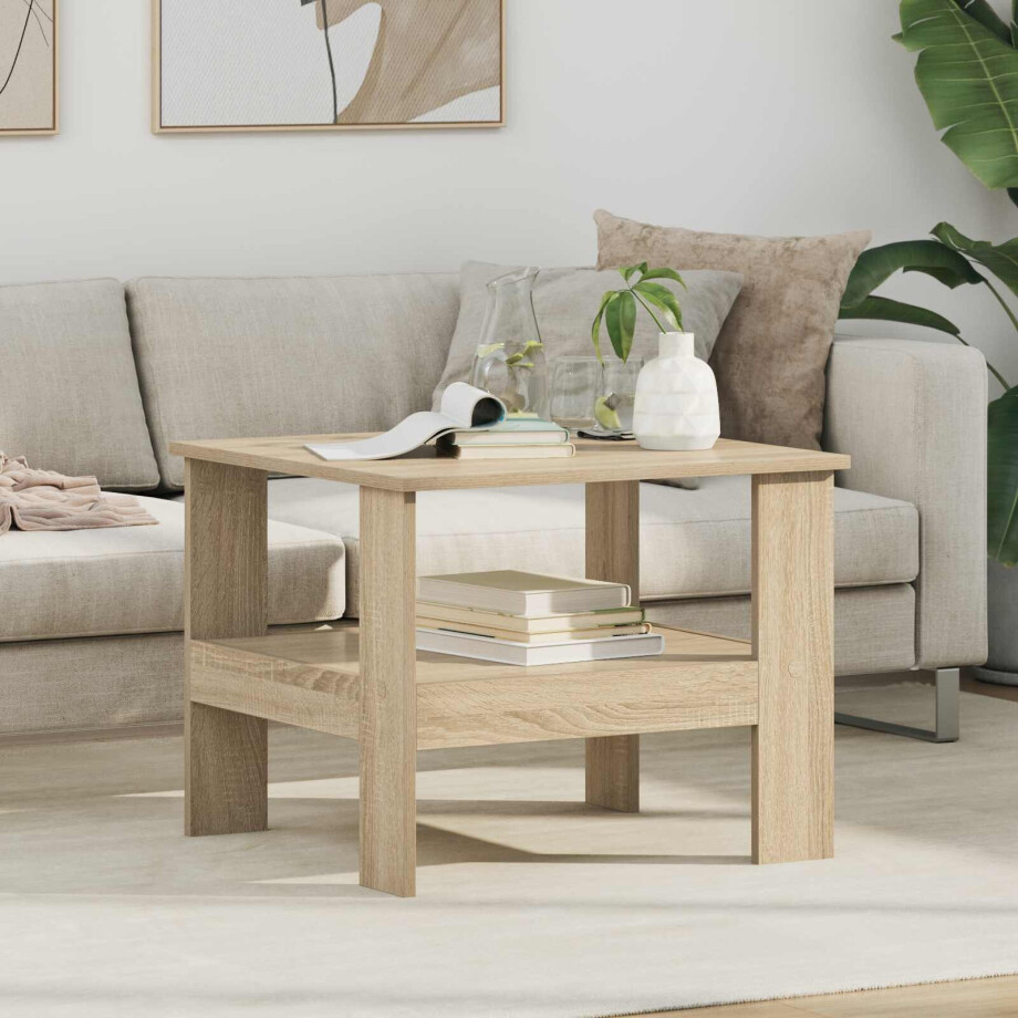 vidaXL Salontafel Sonoma Eiken 57 x 55 x 45 cm Bewerkt hout afbeelding 1