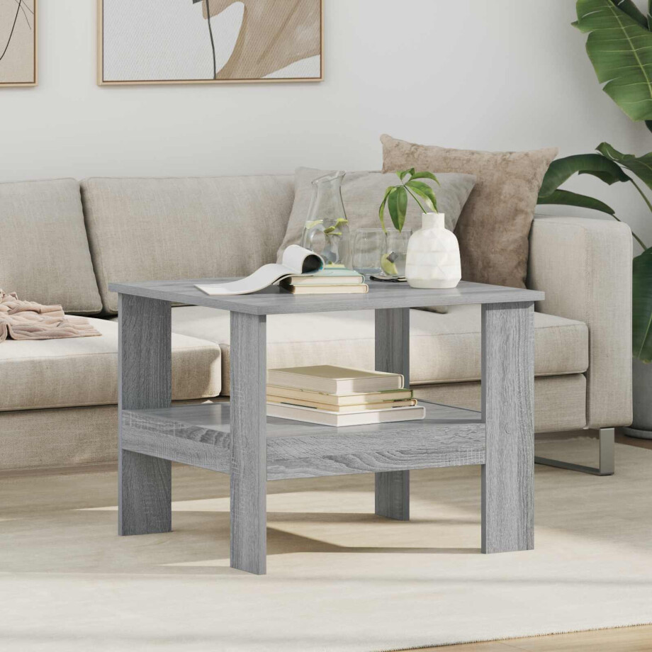 vidaXL Salontafel Grijs Sonoma 57 x 55 x 45 cm Bewerkt hout afbeelding 1
