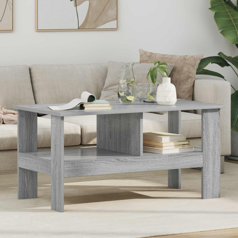 vidaXL Salontafel Grijs Sonoma 90 x 50 x 45 cm Bewerkt hout afbeelding 1