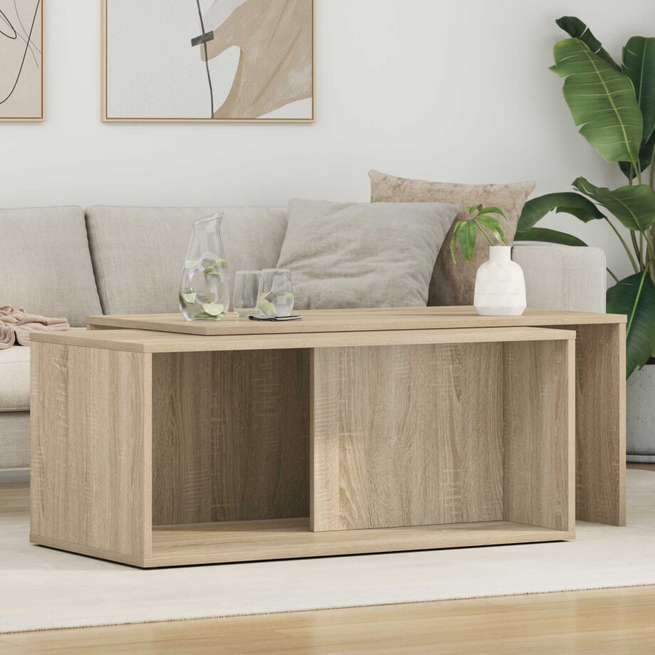 vidaXL Koffietafel Set 2 pcs Sonoma Eiken Bewerkt hout afbeelding 1