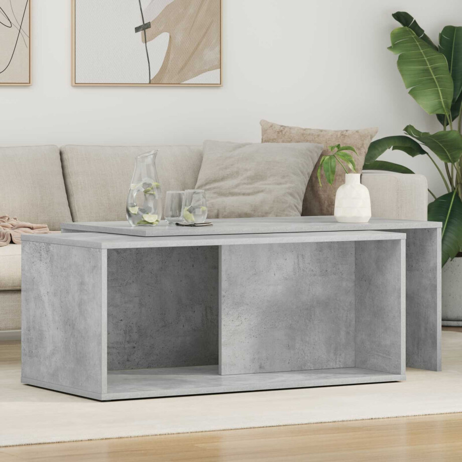vidaXL Koffietafel Set 2 pcs Beton Grijs Bewerkt hout afbeelding 1