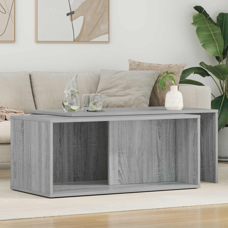 vidaXL Koffietafel Set 2 pcs Grijs Sonoma Bewerkt hout afbeelding 1