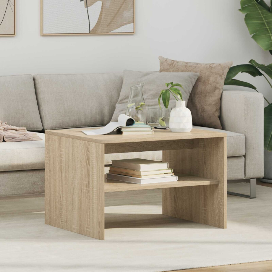 vidaXL Salontafel Sonoma Eiken 60 x 50 x 40 cm Bewerkt hout afbeelding 1