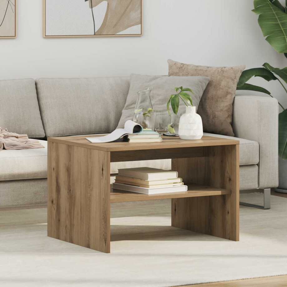vidaXL Salontafel Artisan Eiken 60 x 50 x 40 cm Bewerkt hout afbeelding 1