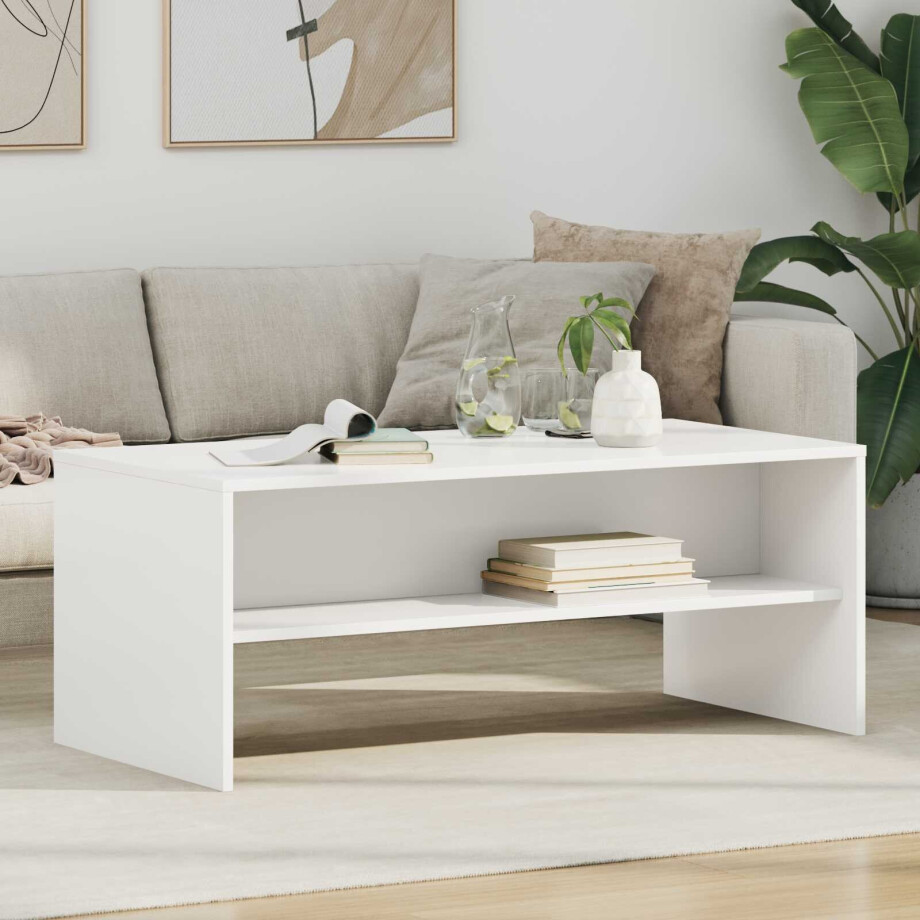 vidaXL Salontafel Wit 100 x 50 x 40 cm Bewerkt hout afbeelding 1