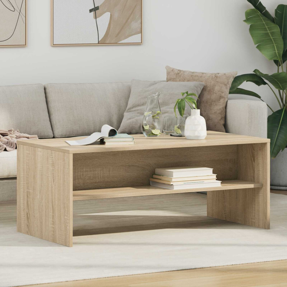 vidaXL Salontafel Sonoma Eiken 100 x 50 x 40 cm Bewerkt hout afbeelding 1