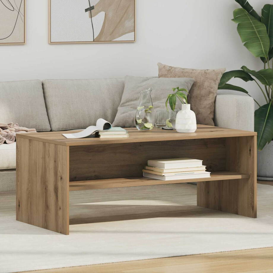 vidaXL Salontafel Artisan Eiken 100 x 50 x 40 cm Bewerkt hout afbeelding 1