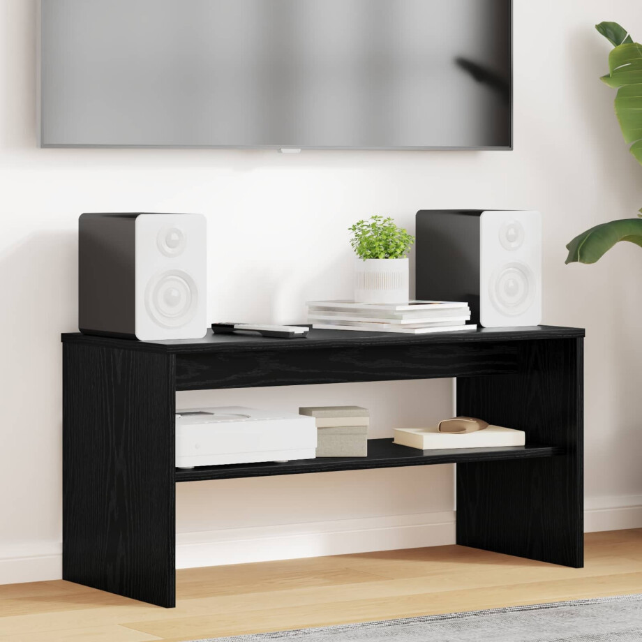 vidaXL TV-kast Zwart Eiken 80 x 35 x 40 cm Bewerkt hout afbeelding 1