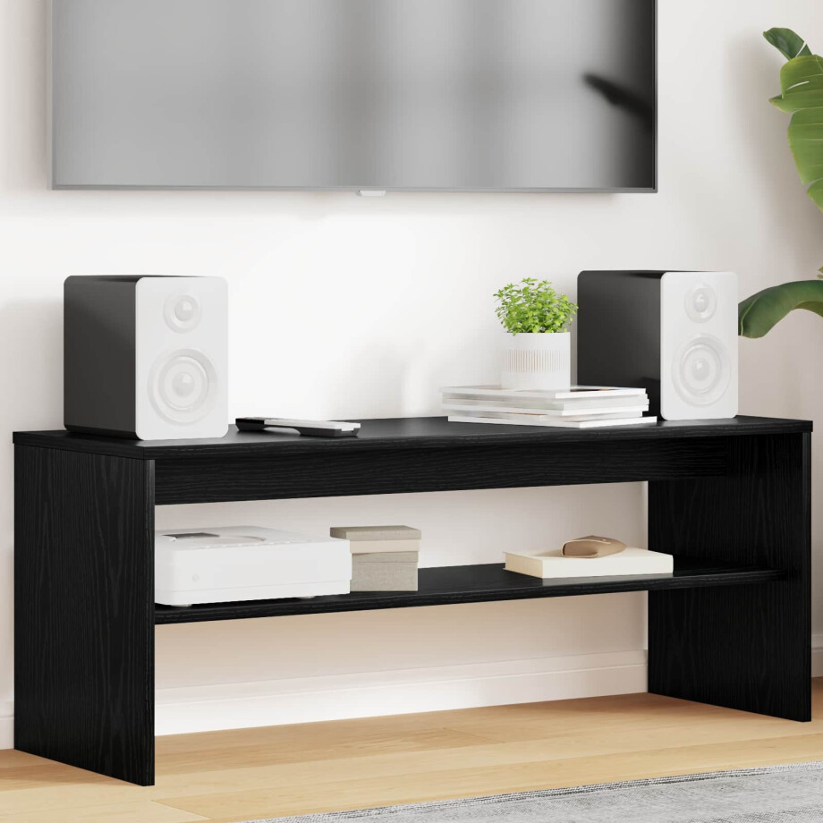 vidaXL TV-kast Zwart Eiken 100 x 35 x 40 cm Bewerkt hout afbeelding 1