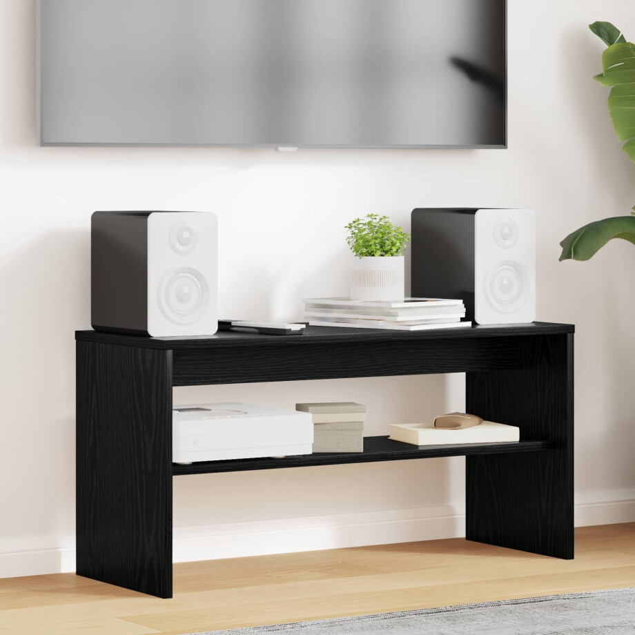 vidaXL TV-kast Zwart Eiken 80 x 30 x 40 cm Bewerkt hout afbeelding 1