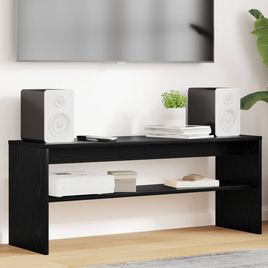 vidaXL TV-kast Zwart Eiken 100 x 30 x 40 cm Bewerkt hout afbeelding 1
