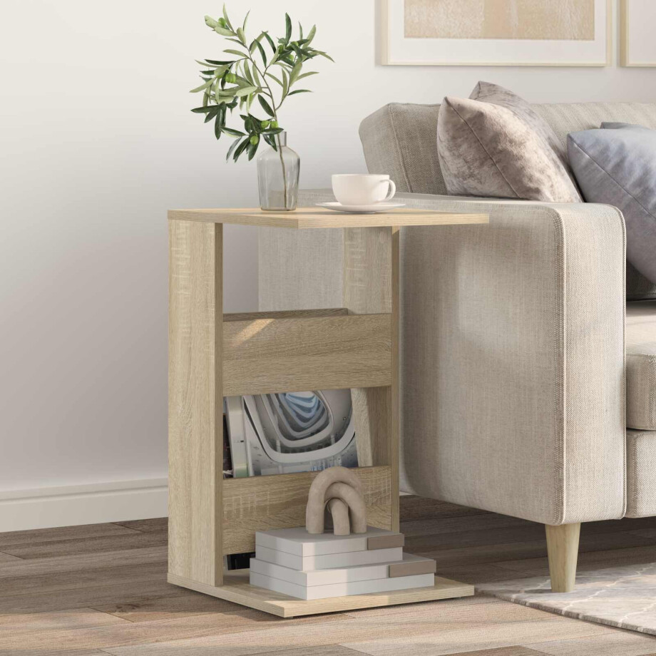 vidaXL Bijzettafel Sonoma Eiken 40 x 35 x 60,5 cm Bewerkt hout afbeelding 1
