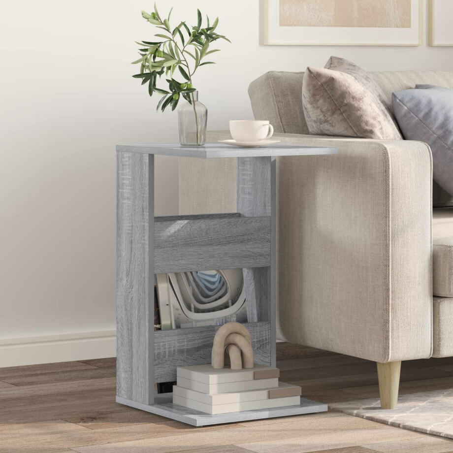 vidaXL Bijzettafel Grijs Sonoma 40 x 35 x 60,5 cm Bewerkt hout afbeelding 1