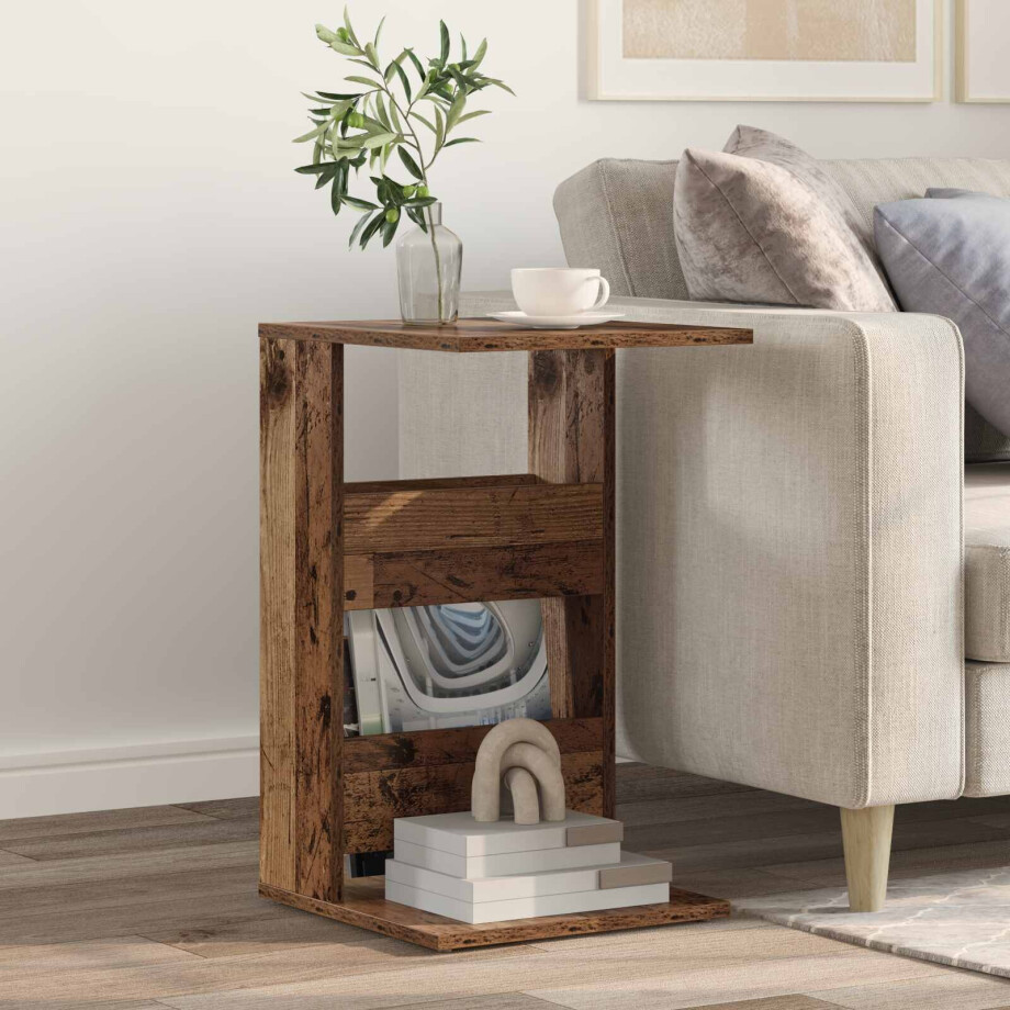 vidaXL Bijzettafel Oudhout 40 x 35 x 60,5 cm Bewerkt hout afbeelding 1