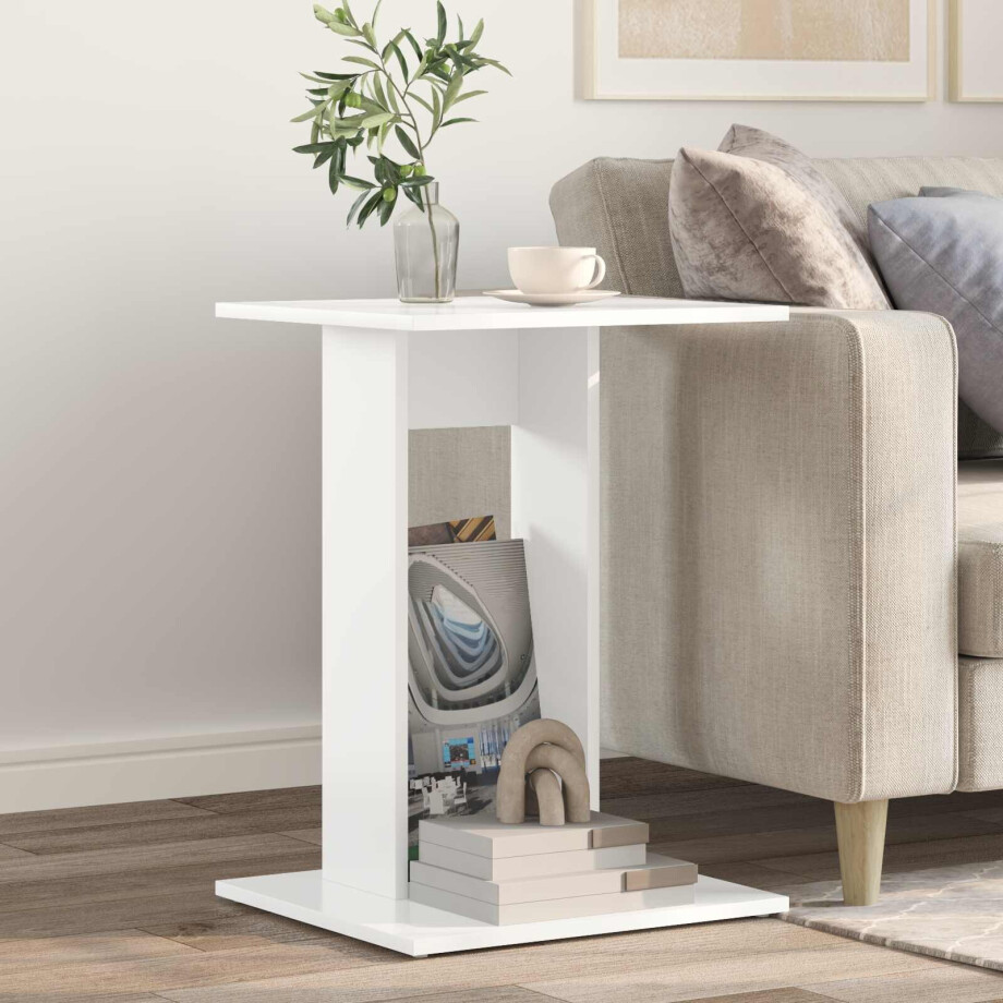 vidaXL Bijzettafel Wit 45 x 40 x 62,5 cm Bewerkt hout afbeelding 1