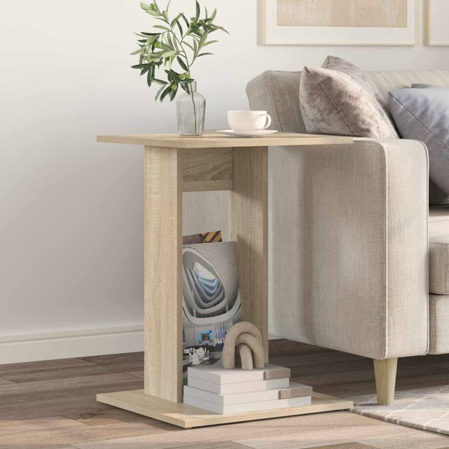 vidaXL Bijzettafel Sonoma Eiken 45 x 40 x 62,5 cm Bewerkt hout afbeelding 1
