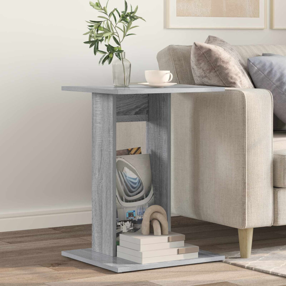vidaXL Bijzettafel Grijs Sonoma 45 x 40 x 62,5 cm Bewerkt hout afbeelding 1