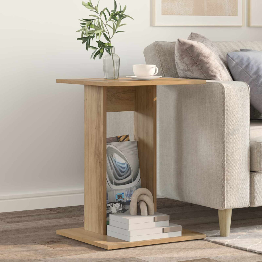 vidaXL Bijzettafel Artisan Eiken 45 x 40 x 62,5 cm Bewerkt hout afbeelding 1