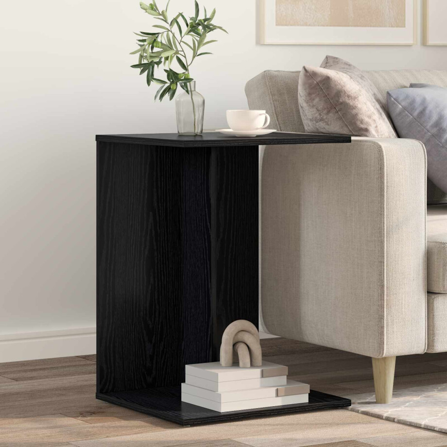 vidaXL Bijzettafel Zwart Eiken 45 x 40 x 62,5 cm Bewerkt hout afbeelding 1