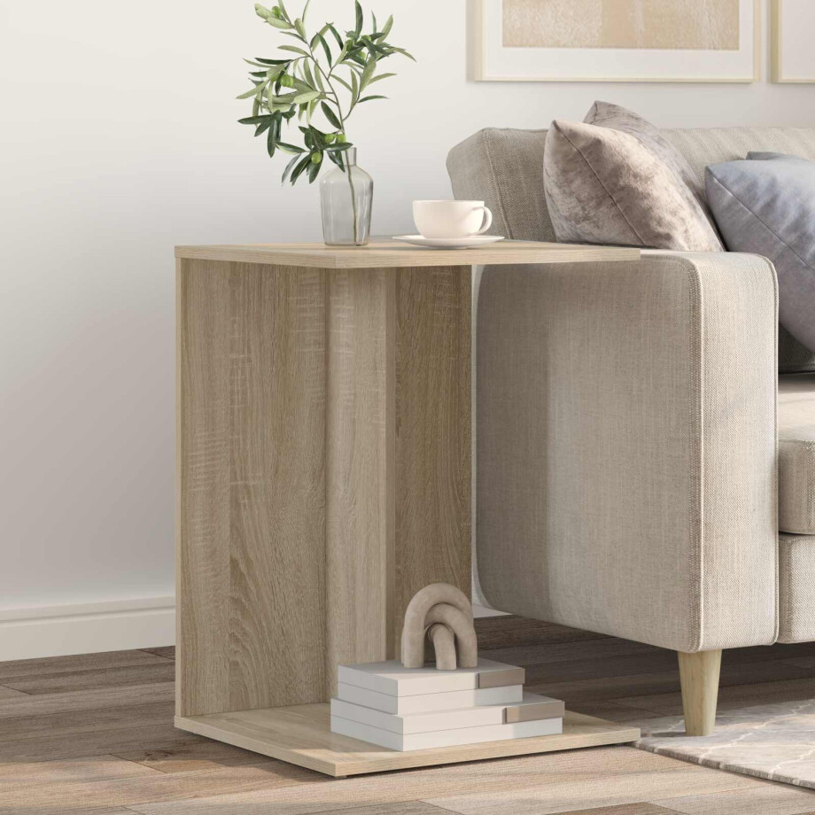 vidaXL Bijzettafel Sonoma Eiken 45 x 40 x 62,5 cm Bewerkt hout afbeelding 1