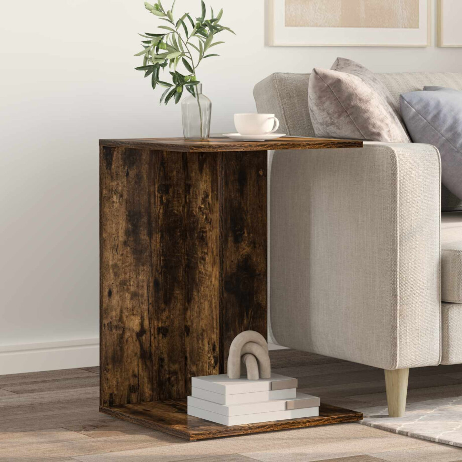 vidaXL Bijzettafel Gerookt eiken 45 x 40 x 62,5 cm Bewerkt hout afbeelding 1