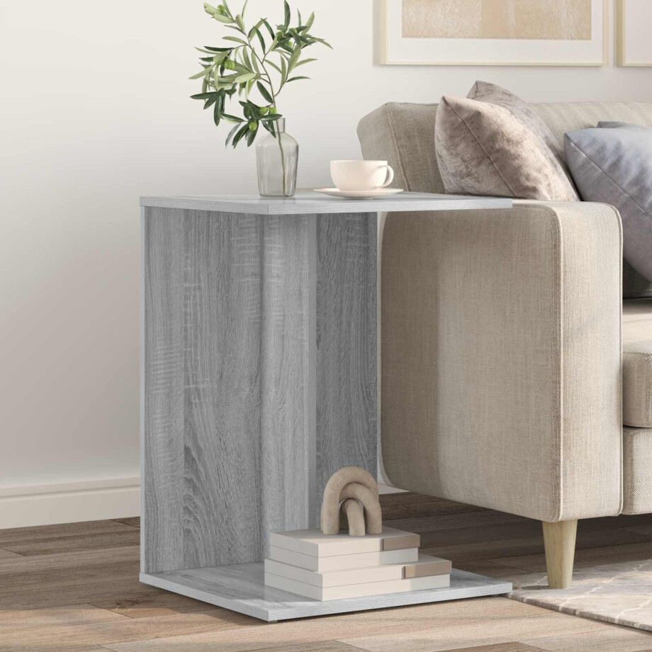 vidaXL Bijzettafel Grijs Sonoma 45 x 40 x 62,5 cm Bewerkt hout afbeelding 1