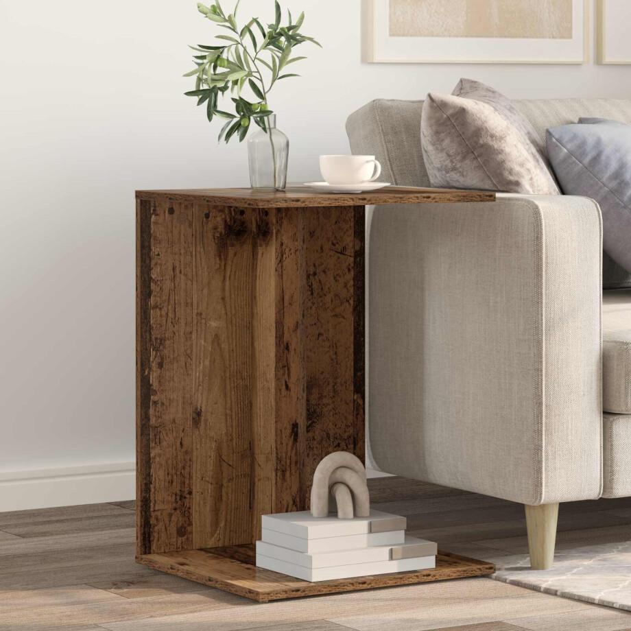 vidaXL Bijzettafel Oudhout 45 x 40 x 62,5 cm Bewerkt hout afbeelding 1
