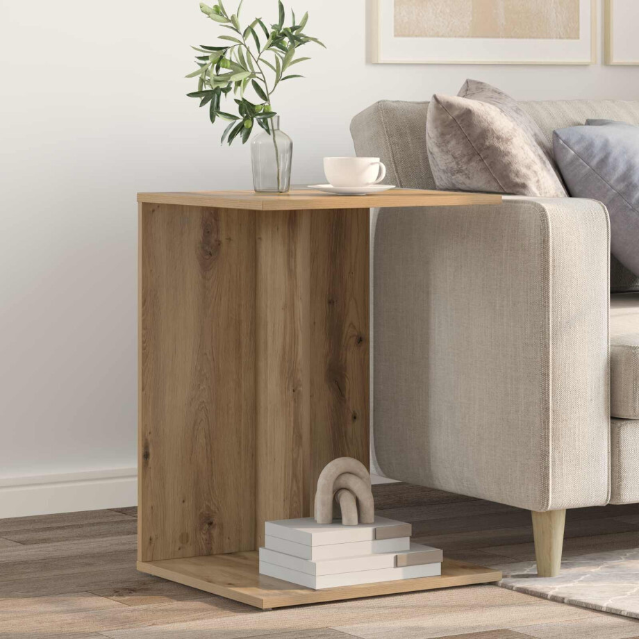 vidaXL Bijzettafel Artisan Eiken 45 x 40 x 62,5 cm Bewerkt hout afbeelding 1