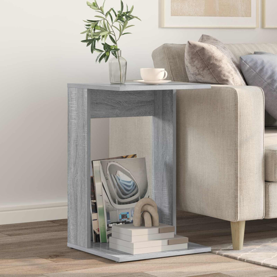 vidaXL Bijzettafel Grijs Sonoma 40 x 38 x 62,5 cm Bewerkt hout afbeelding 1