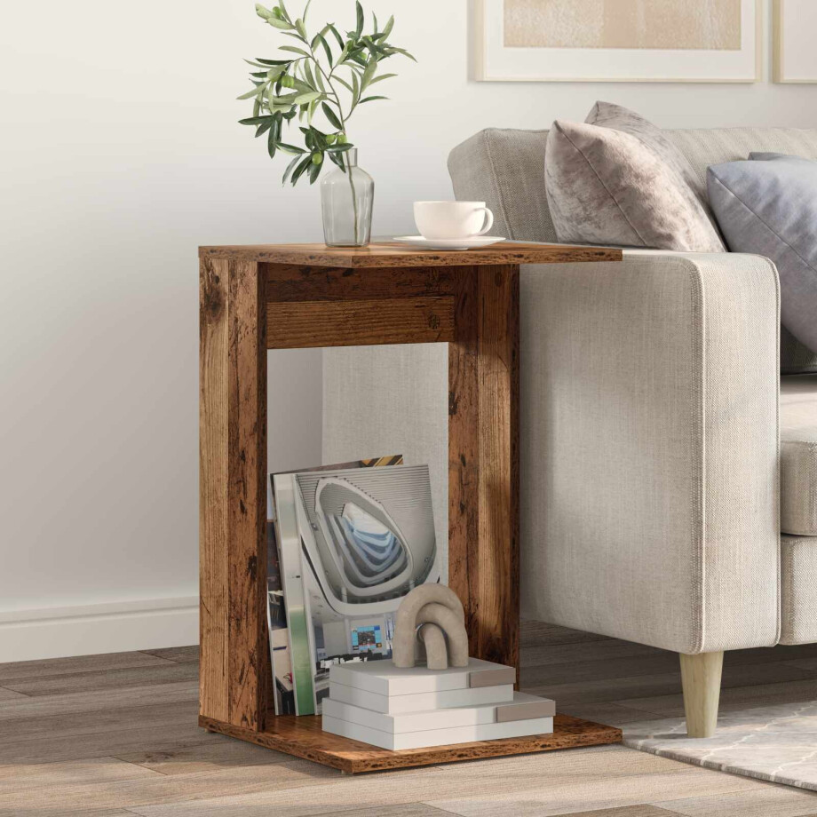 vidaXL Bijzettafel Oudhout 40 x 38 x 62,5 cm Bewerkt hout afbeelding 1