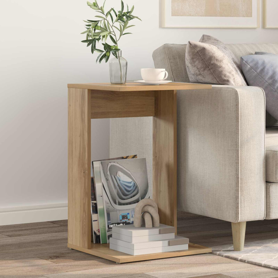 vidaXL Bijzettafel Artisan Eiken 40 x 38 x 62,5 cm Bewerkt hout afbeelding 1