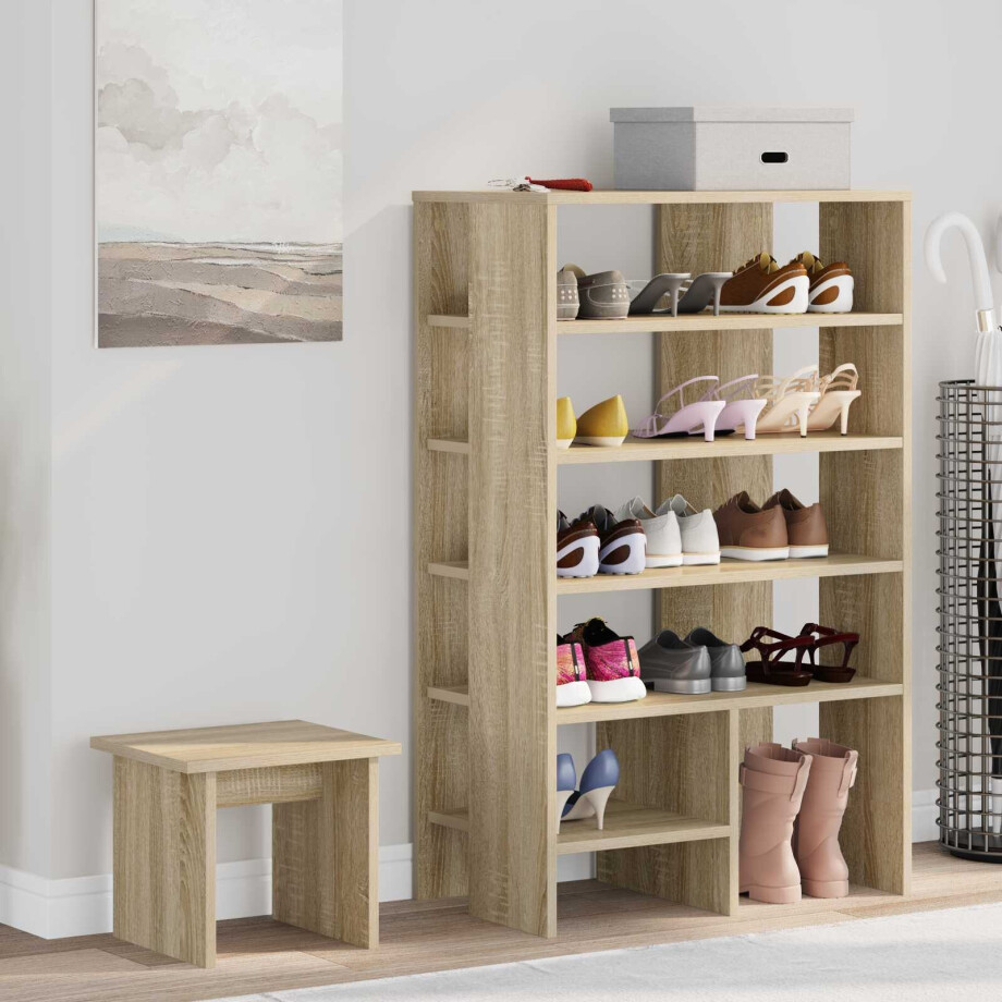 vidaXL Schoenenkast met plank 2 pcs Sonoma Eiken Bewerkt hout afbeelding 1