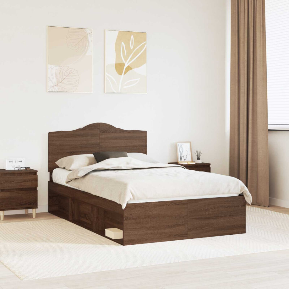 vidaXL Bedframe Bruin Eiken 120 x 190 cm Massief grenenhout afbeelding 1
