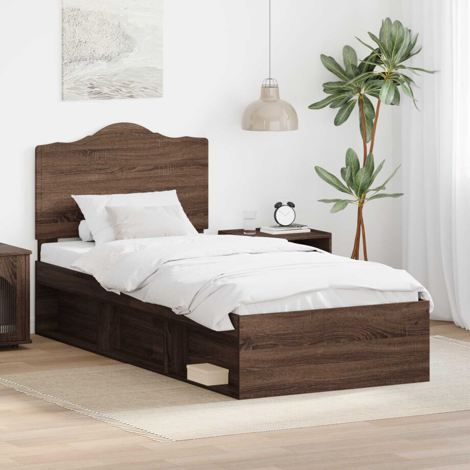 vidaXL Bedframe Bruin Eiken 75 x 190 cm Massief grenenhout afbeelding 1